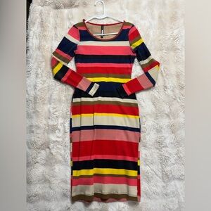 Anthropologie Colorful Striped Long Sleeve Midi Dress in M